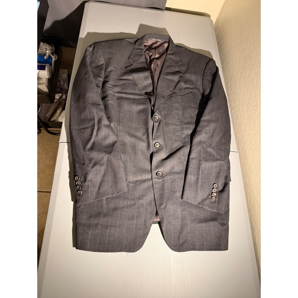 Ermenegildo Zegna High Performance Pinstripe Wool Blazer Charcoal Grey 46R